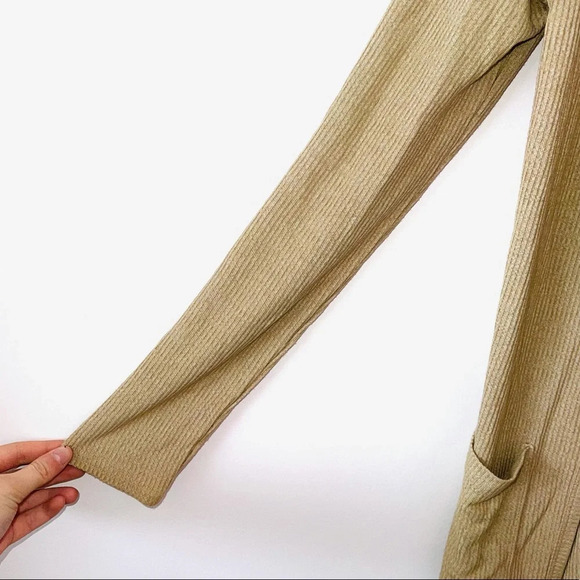 Aeropostale Tan Rib Open Front Pocket Cardigan Small Women’s - Picture 3 of 10